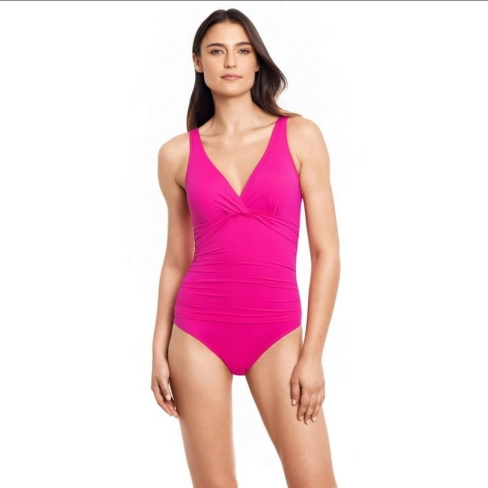 NWT Lauren Ralph Lauren Twisted One Piece Swimsuit Size 8